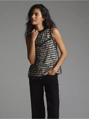 Anthropologie Maeve Contrast Dotted Tank top blouse